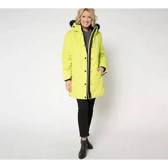 Arctic Expedition Large Diamond Quilted Parka Removable Hood Ancient Water NWOT - Picture 2 of 8